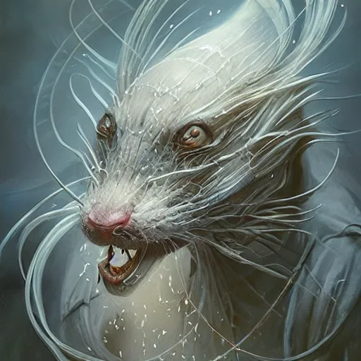 Image similar to front shot of an alchemist rat wearing a white coat, intricate, elegant, highly detailed, centered, concept art, smooth sharp focus, artgerm, Tomasz allen Kopera, Peter Mohrbacher