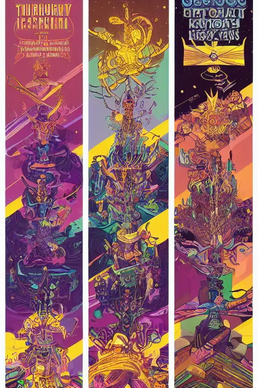 Prompt: hierarchy of the different kings as seen at the royal palace vector illustration vivid multicolor borderlands comics by josan gonzales and dan mumford radiating a glowing aura