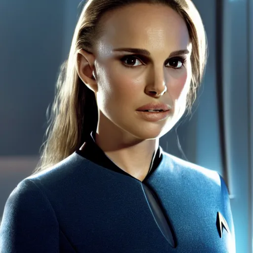 Prompt: Natalie Portman in Star Trek, (EOS 5DS R, ISO100, f/8, 1/125, 84mm, crisp face)