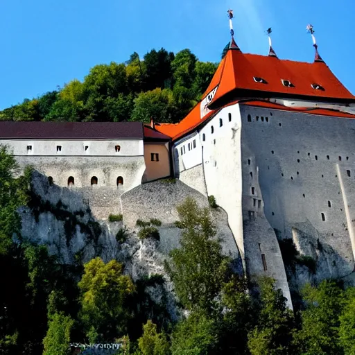 Prompt: Sauron\'s army surrounding the Ljubljana castle in Slovenia