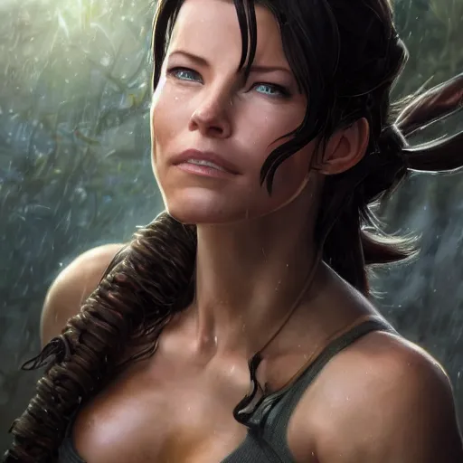 Image similar to evangeline lilly as a beautiful anime character, lara croft, detailed, centered, digital painting, artstation, concept art, donato giancola, joseph christian leyendecker, wlop, boris vallejo, breathtaking, 8 k resolution, extremely detailed, beautiful, establishing shot, artistic, hyperrealistic, beautiful face, octane render, cinematic lighting, dramatic lighting, masterpiece