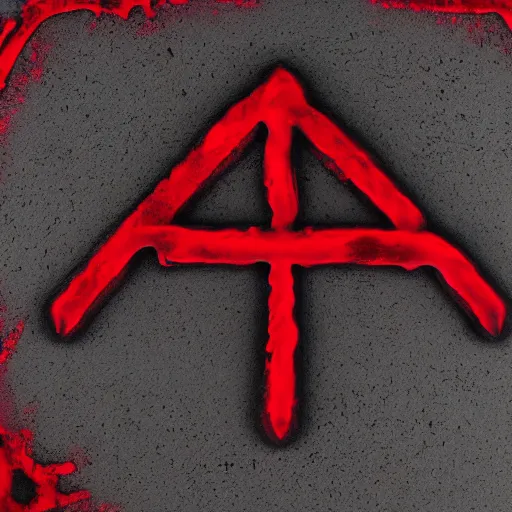 Image similar to red mark of cain symbol, black background, highly detailed, concept art, artstaion