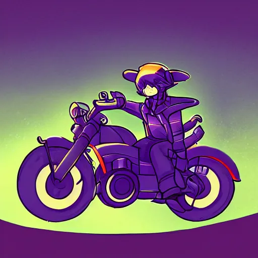Image similar to niko oneshot riding motorcycle, digital art #OneshotGame