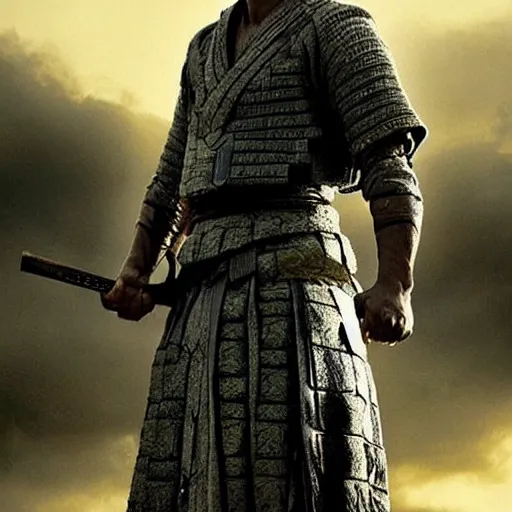 Prompt: handsome and strong! kurdish! samurai in a movie directed by christopher nolan, movie still frame, promotional image, imax 7 0 mm footage, perfect symmetrical facial features