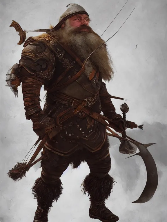 Image similar to High Fantasy Dwarf Archer with his Raven, RPG Portrait Reference, Oil Painting, Trending on Artstation, octane render, Insanely Detailed, 8k, HD