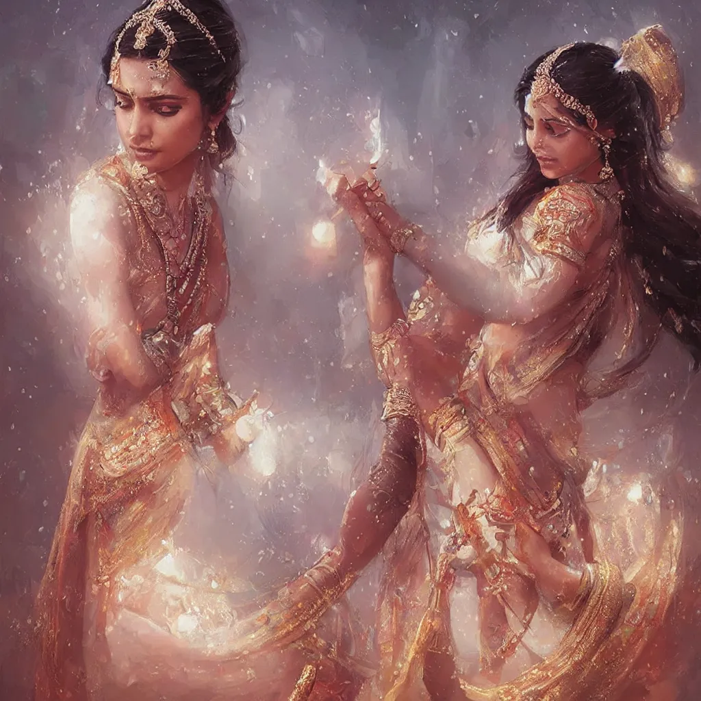 Prompt: an art of an elegant hindu princess, extremely detailed, hyper realistic art by greg rutkowski