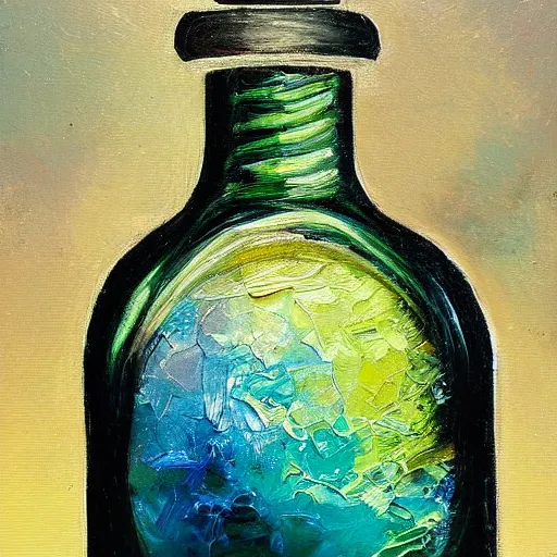 Image similar to a painting from a cloud in a bottle