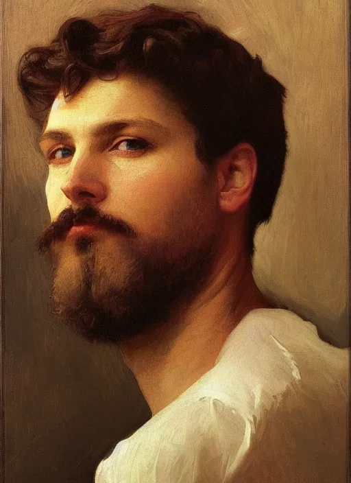 Image similar to closeup portrait of a handsome man, bouguereau : 1 0, leyendecker : 2 5, alma tadema : 1 0, john singer sargent : 1 5