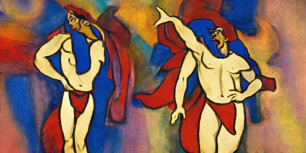 Image similar to an abstract spiritual background, a latino greek god dancing mindlessly, clear eyes. 2 4 mm, photorealistic, muted color scheme, directed by albert gleizes