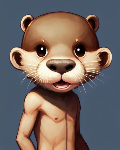 Image similar to character concept art of a cute male anthropomorphic otter furry | | cute - fine - face, pretty face, key visual, realistic shaded perfect face, fine details by stanley artgerm lau, wlop, rossdraws, james jean, andrei riabovitchev, marc simonetti, and sakimichan, trending on artstation