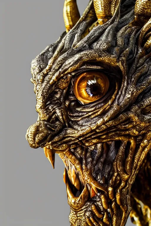 Prompt: photo taken of an epic intricate, ultra detailed, super realistic sculpture of a nightmarish creature created by weta workshop, zoomed in shots, photorealistic, sharp focus, white wall coloured workshop, f 0. 4, face centred, golden ratio, golden hour