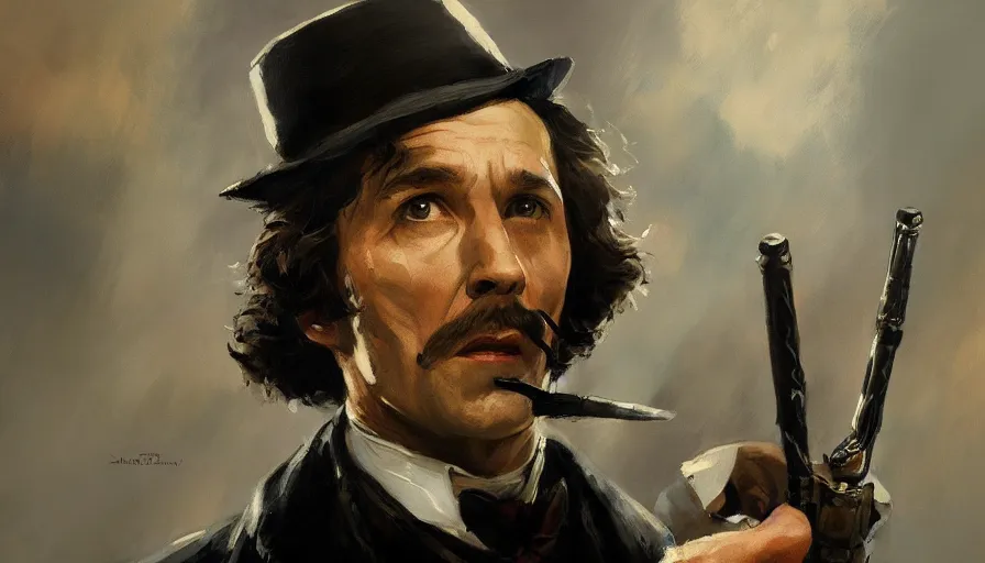 Prompt: wallpaper of sherlock holmes, oil painting by jama jurabaev, brush hard, artstation, for aaa game, high quality, brush stroke