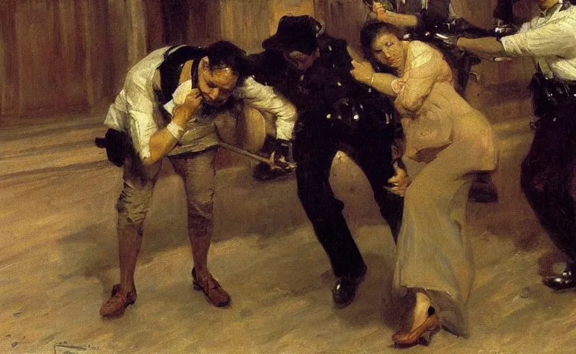 Image similar to high quality high detail painting by ilya repin, fbi arresting a woman, hd