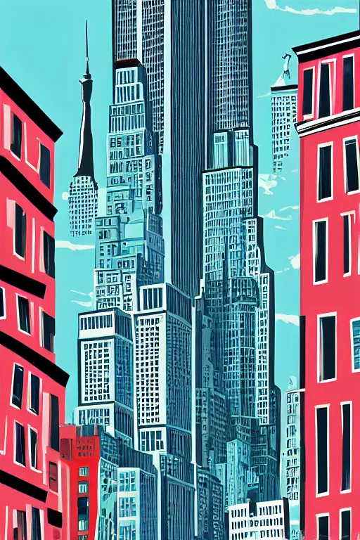 Image similar to new york, illustration, in the style of katinka reinke