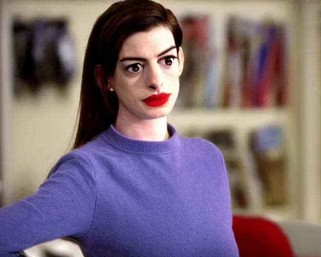 Prompt: anne hathaway in clueless, movie still