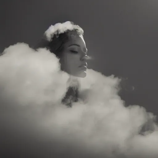 Image similar to goddess smoking a cigarette in the clouds