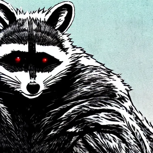 Prompt: a racoon in Berserk style