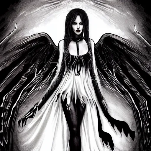 Image similar to vampiric angel, gothic