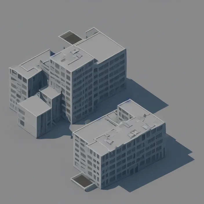 Image similar to a building in a landscape, low - poly