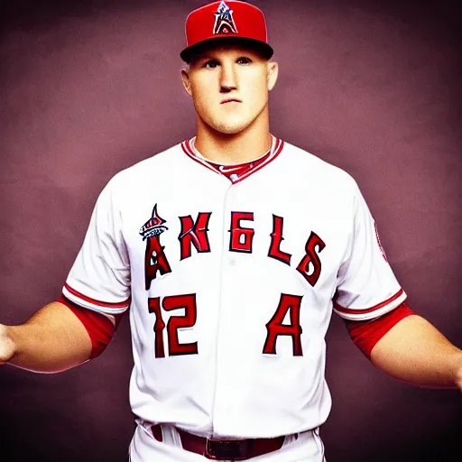 Image similar to “a realistic detailed photo of a guy who is named Mike Trout, hypnotized, baseball player”