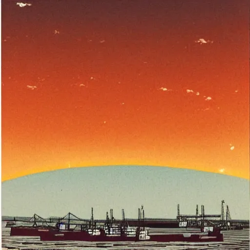 Image similar to the sky above the port was the color of television, tuned to a dead channel. chiba in the style of production i. g.