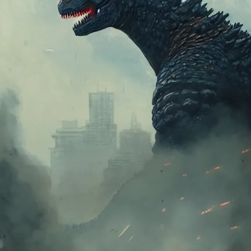 Prompt: a portrait of godzilla by greg rutkowski