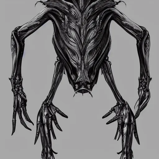 Image similar to alien humanoid creature concept art blueprint, trending on artstation