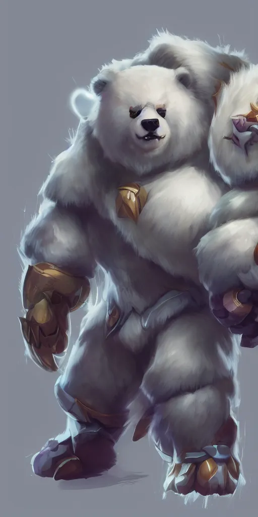 Prompt: volibear the white bear with storm on frejlord from league of legends trending on artstation bloom
