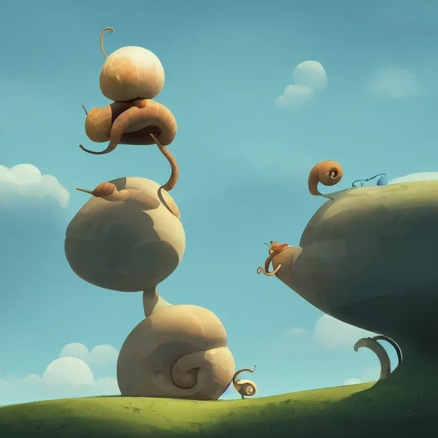 Image similar to A snail looking up to the sky to climb a large flow of the, art by Goro Fujita, ilustration, concept art, sharp focus, ArtStation and deviantart