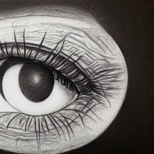 Prompt: ultra detailed ultra realistic pencil drawing of a human eye looking in a mirror