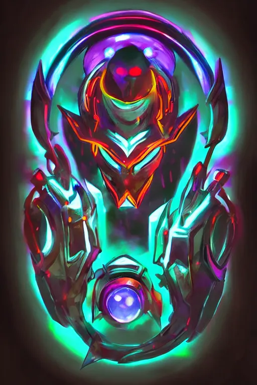 Prompt: mordekaiser league of legends art digital painting cyberpunk neon light