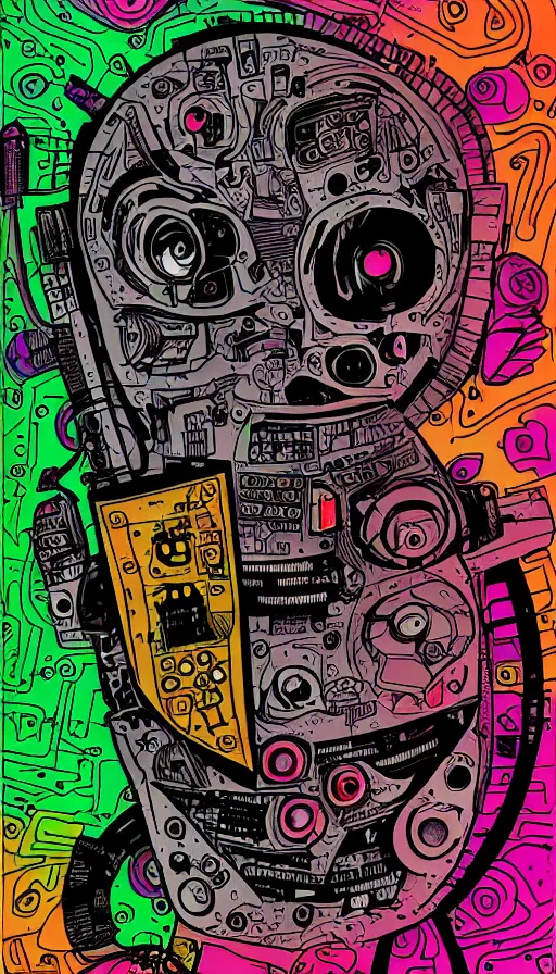 Image similar to techno artwork, by jhonen vasquez