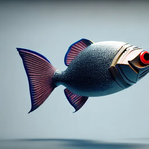 Image similar to a robot with a fish inside of it, photorealistic 3 d octane render, unreal engine