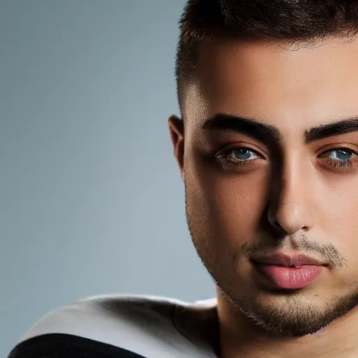 Image similar to a closeup shot of handsome mizkif from twitch, photorealism, 8k