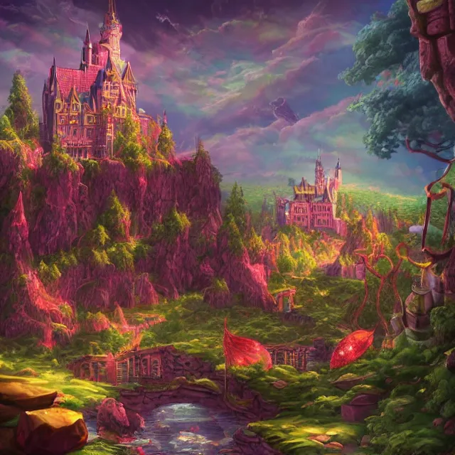 Image similar to infinitely detailed scenery art expanding fantasy dream art candy world with a castle made out of candy detailed scenery artwork, candy scenery artwork scenery artstation!! scenery pixiv!!