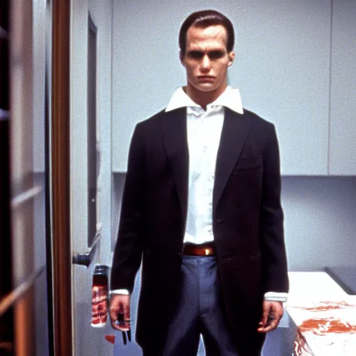 Image similar to Alicia Vikander, Patrick Bateman in American Psycho (1999)