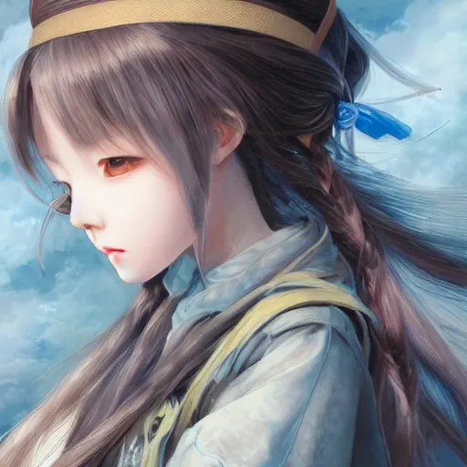 Image similar to dynamic composition, motion, ultra-detailed, incredibly detailed, a lot of details, amazing fine details and brush strokes, colorful and grayish palette, smooth, HD semirealistic anime CG concept art digital painting, watercolor oil painting of a Japanese schoolgirl, by a Chinese artist at ArtStation, by Huang Guangjian, Fenghua Zhong, Ruan Jia, Xin Jin and Wei Chang. Realistic artwork of a Chinese videogame, gradients, gentle an harmonic grayish colors.