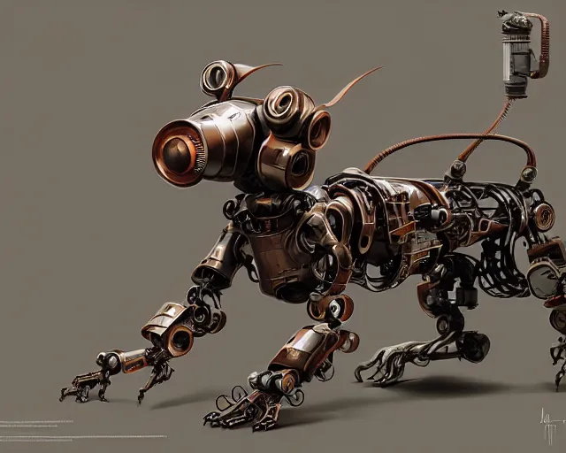 Image similar to dachshund robot, mechanical, machine, octane render, concept art, sharp focus, hyper - realistic, intricate, detailed, eduard pronin, luka mivsek, ruan jia