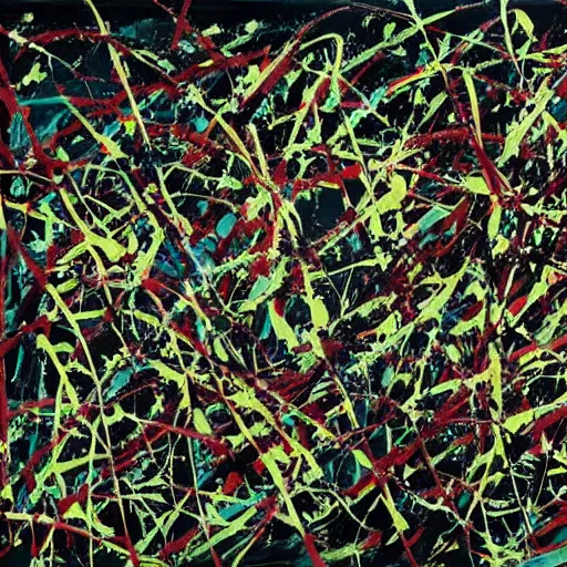 Prompt: jackson pollock painting, where is wally