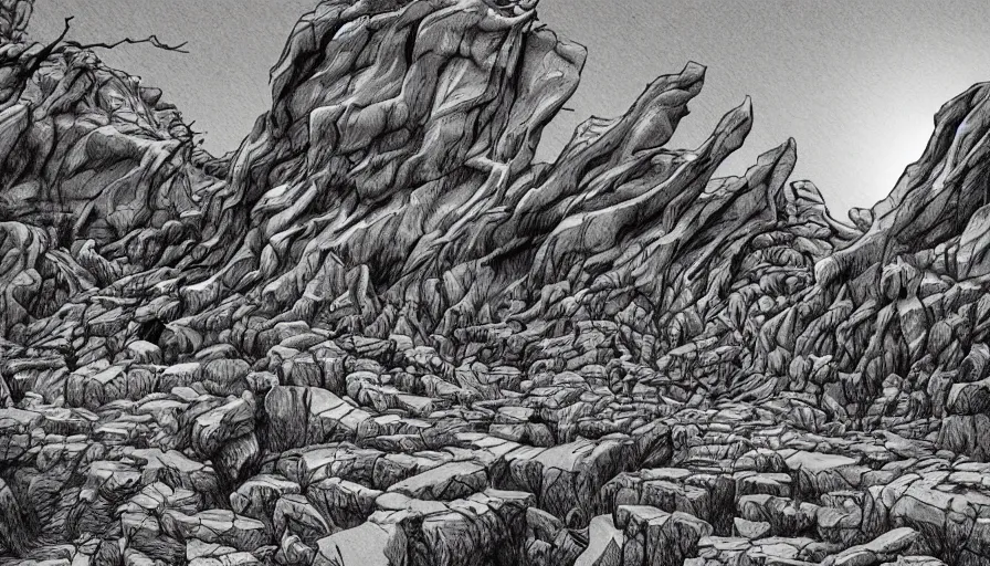 Prompt: petrified forest national park arizona in the style of bernie wrightson horror