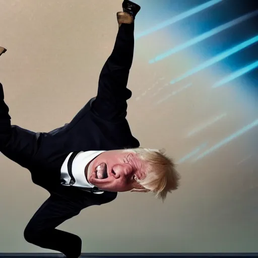 Prompt: boris johnson break dancing on americas got talent, 4 k photograph