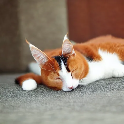 Prompt: calico cat sleeps, very cute