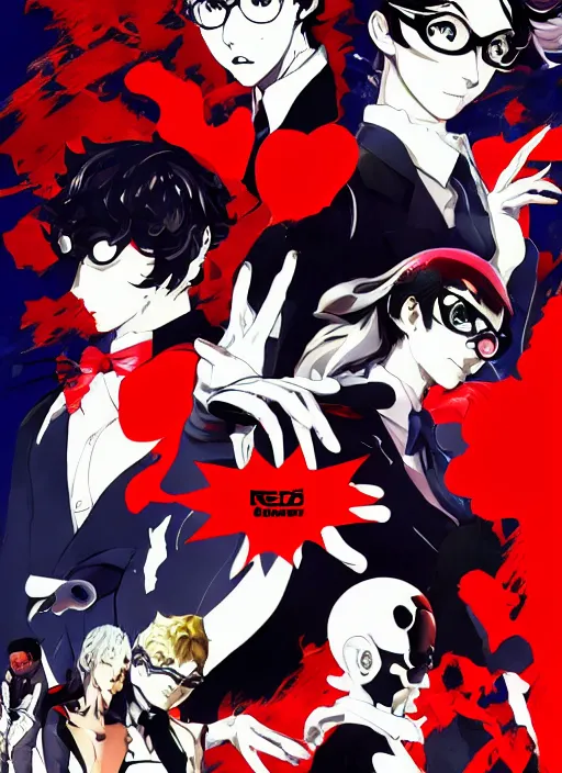 Prompt: persona 6 box art, digital painting masterpiece, advanced lighting technology, stylized yet realistic anatomy and face, gorgeous, by reiq and bengus and akiman and shigenori soejima and bastien vives and balak and michael sanlaville and jamie hewlett, 4 k wallpaper, cinematic, gorgeous brush strokes, coherent and smooth