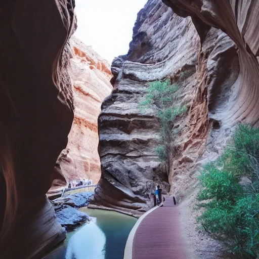 Prompt: Catwalk in a Canyon, Professional Photography