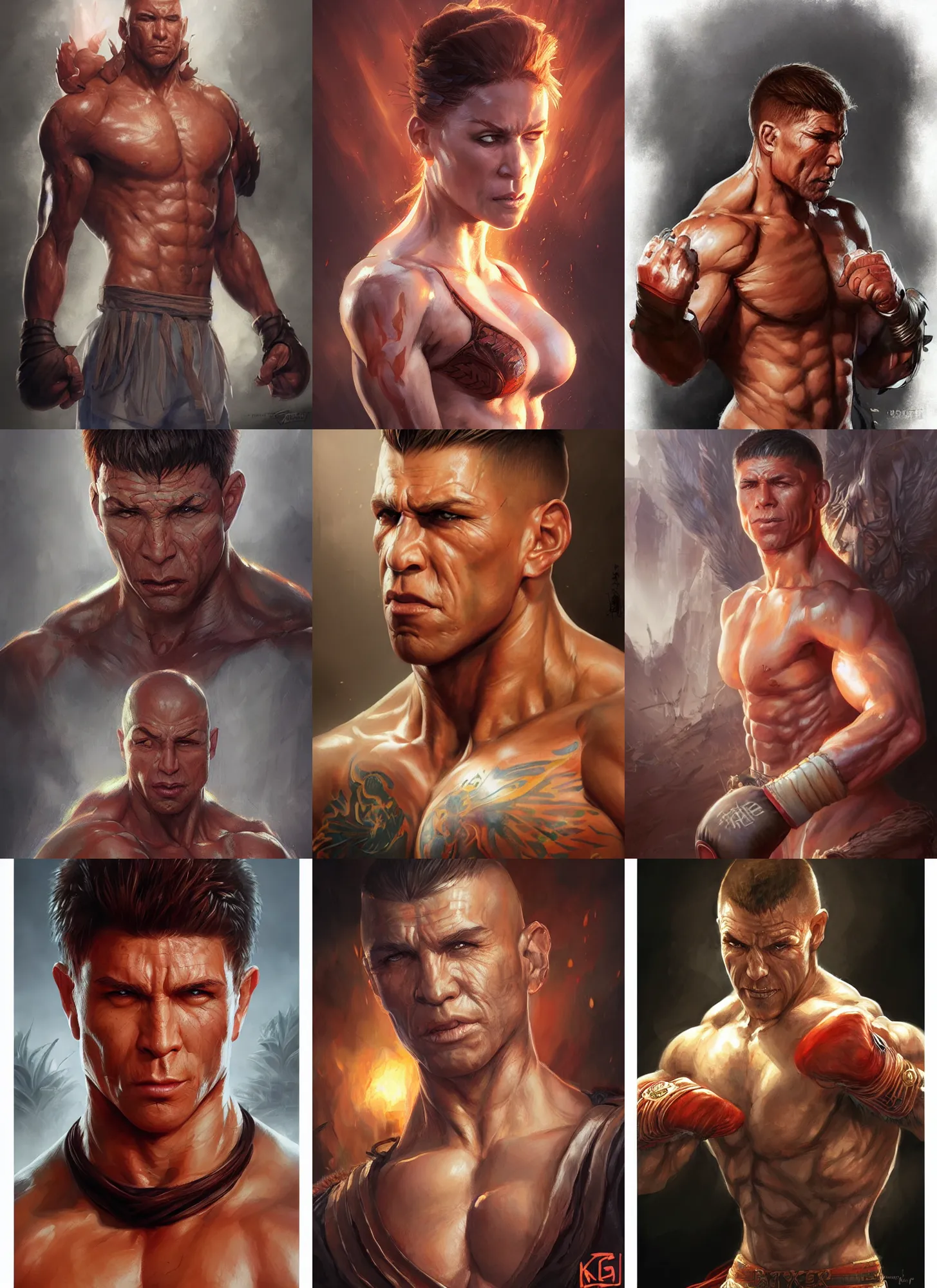 Prompt: kickboxer, d & d, fantasy, portrait, highly detailed, digital painting, trending on artstation, concept art, sharp focus, illustration, art by artgerm and greg rutkowski and magali villeneuve