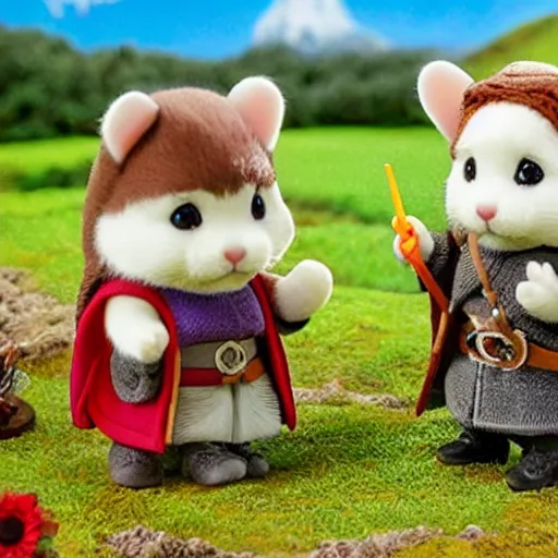 Image similar to lord of the rings calico critters in the shire