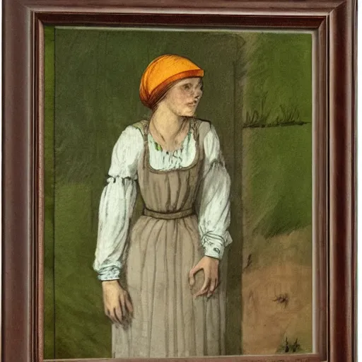 Image similar to an illustration of a young peasant woman by lisbeth zwerger