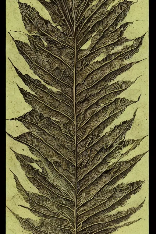 Image similar to scan of the leaves of an old cursed herbarium, by john howe, infographic, textbook, marginalia, cursed, alien