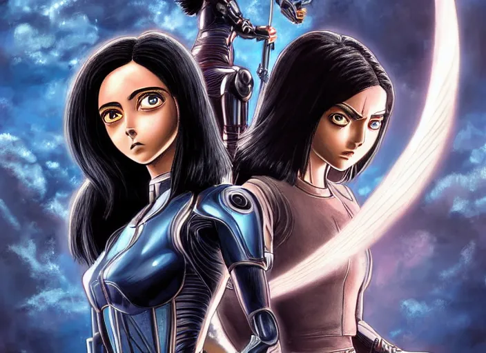 Image similar to Alita Battle Angel, art by Leticia Reinaldo and Phil Nguyen