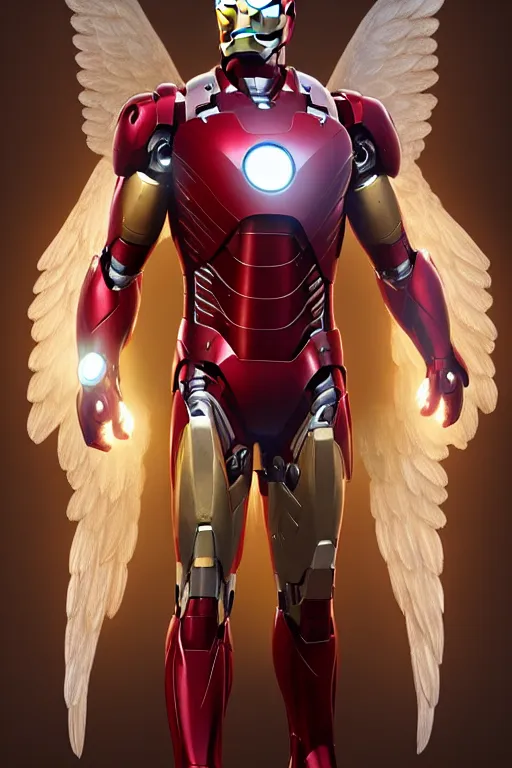 Image similar to ironman as an angel, anatomy, bathed in light, highly detailed, photorealistic, artstation, smooth, sharp focus, illustration, unreal engine 5, 8 k, art by artgerm and greg rutkowski and edgar maxence